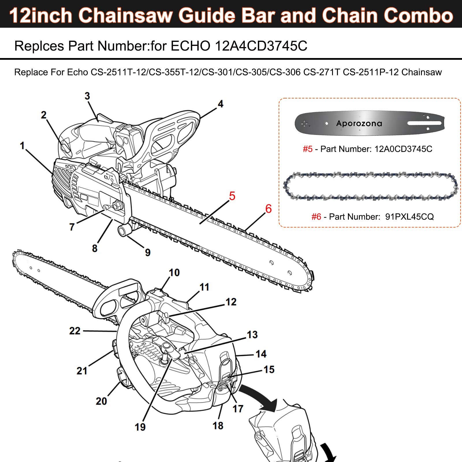 barbaraページ Amazon.com: Aporozona 12 Inch Replacement Chainsaw Guide Bar for